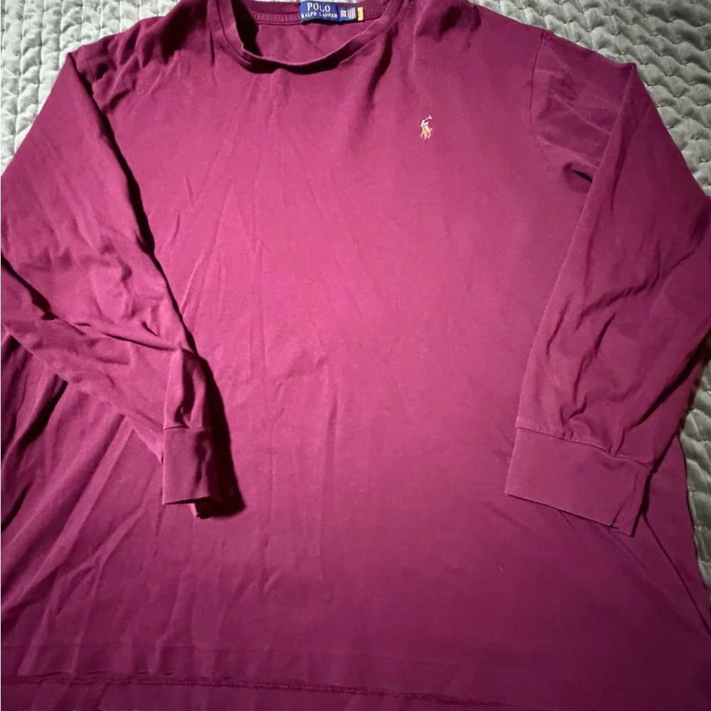 Polo Ralph‎ Lauren maroon burgundy long sleeve t shirt size 2XB